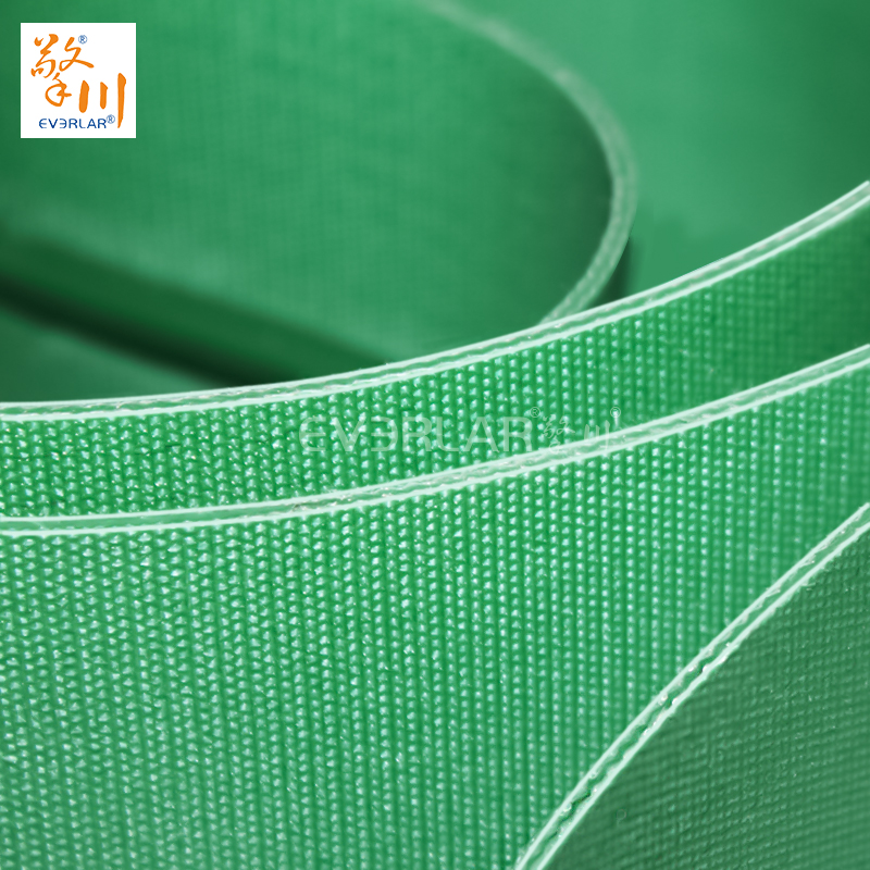 雙面纖維輸送帶綠色加導條防偏移包裝行業(yè)物料傳送皮帶定制