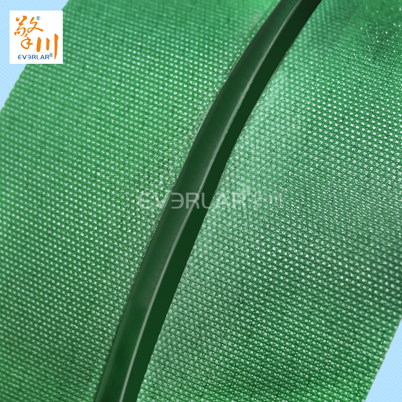 雙面纖維輸送帶綠色加導條防偏移包裝行業(yè)物料傳送皮帶定制