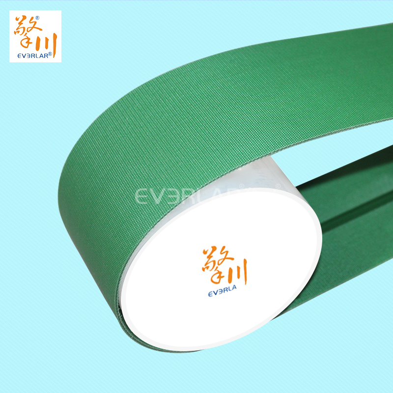 雙面纖維輸送帶綠色加導條防偏移包裝行業(yè)物料傳送皮帶定制