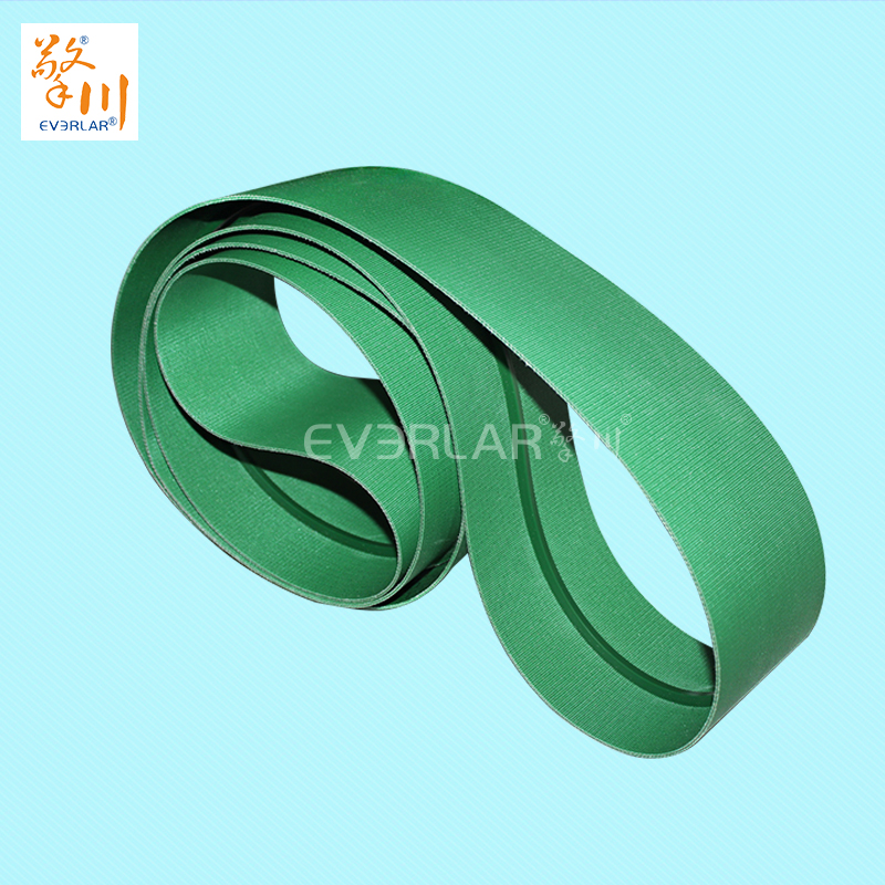 雙面纖維輸送帶綠色加導條防偏移包裝行業(yè)物料傳送皮帶定制