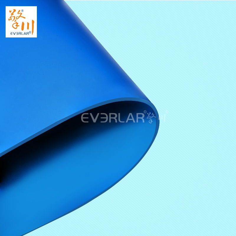 易清潔TPU輸送帶加導條精準定位藍色食品級傳送帶廠家定制