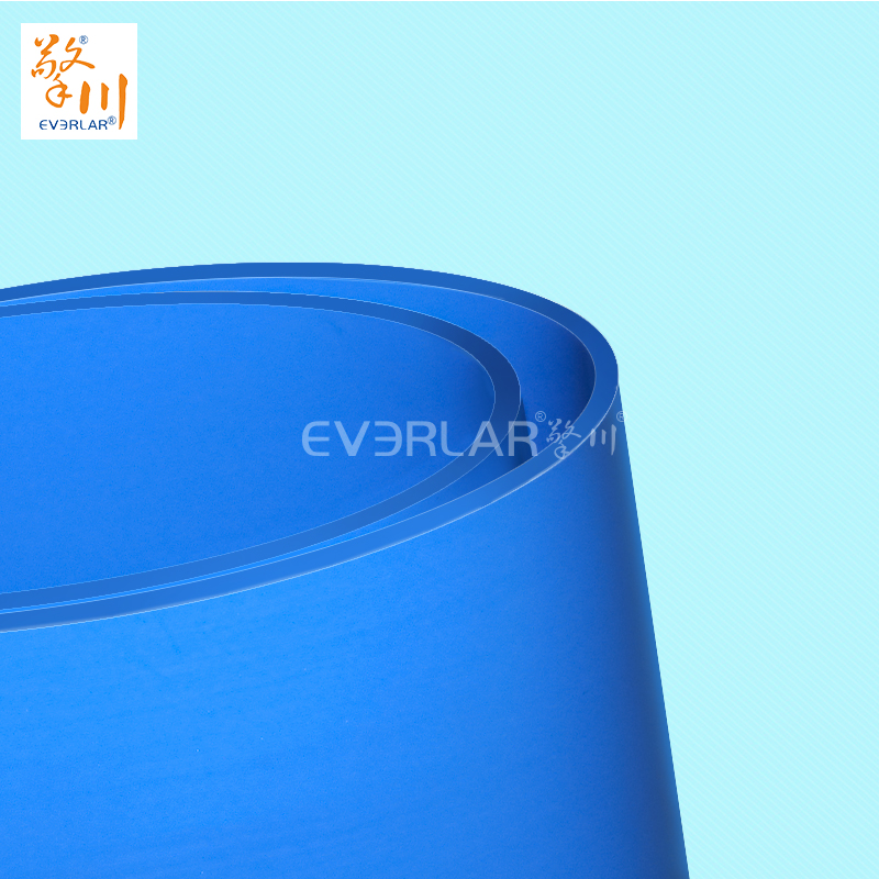 易清潔TPU輸送帶加導條精準定位藍色食品級傳送帶廠家定制