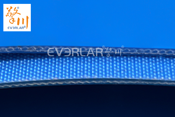 PU輸送帶加擋板導(dǎo)條耐磨防滑藍色食品級自動化流水線傳送帶定制