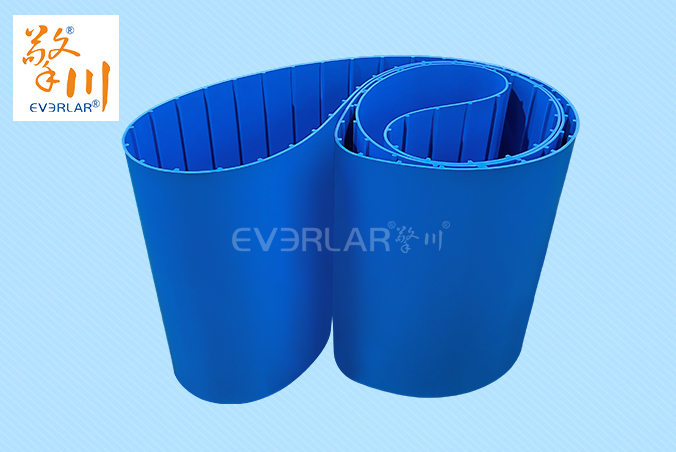 藍(lán)色TPU食品級易潔帶加導(dǎo)條防霉抗菌水果蔬菜加工輸送帶廠家定制