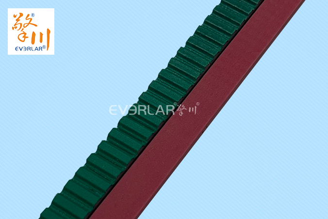 PU同步帶加綠布紅膠耐油耐磨食品行業(yè)自動化生產(chǎn)線聚氨酯傳動帶