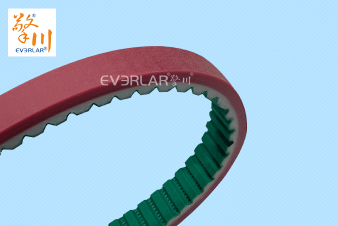 PU同步帶加綠布紅膠耐油耐磨食品行業(yè)自動化生產(chǎn)線聚氨酯傳動帶