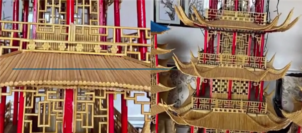 74歲大爺用5千雙筷子搭出黃鶴樓 74歲大爺用5千雙筷子搭出黃鶴樓