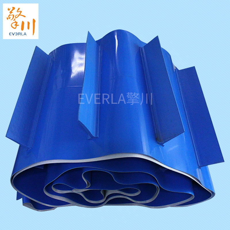 PVC藍(lán)色<a href='http://www.everla.com/shusongdai/' target='_blank'><u>輸送帶</u></a>加擋板